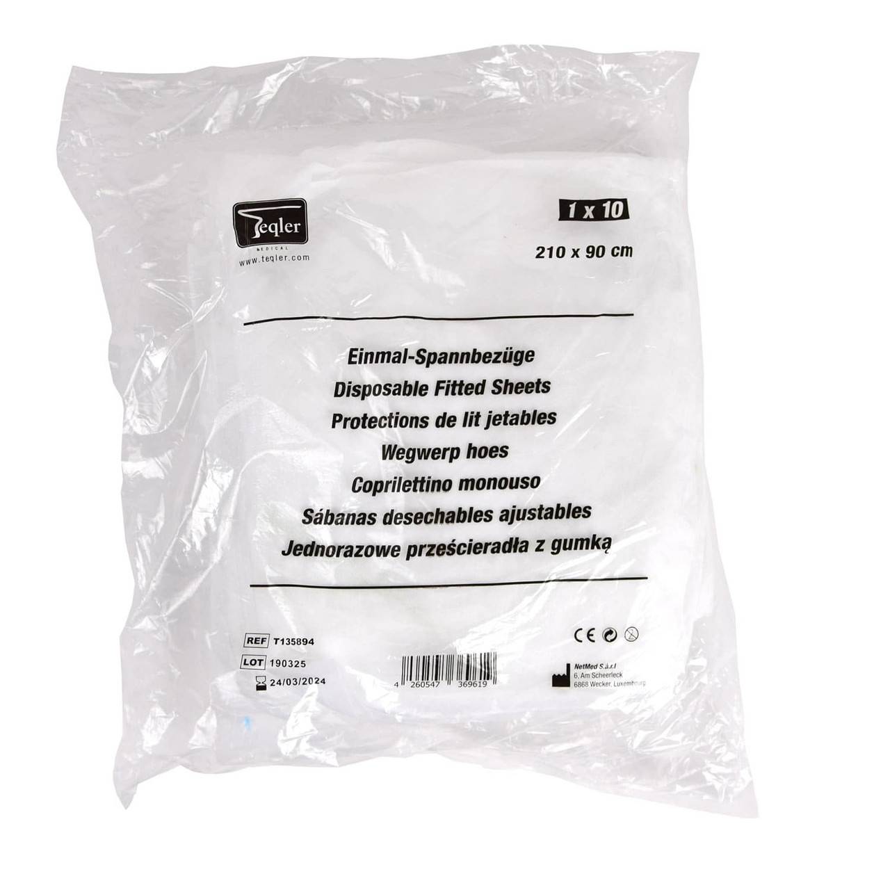 Sábanas desechables ajustables de 210 cm x 90 cm Paquete de 10